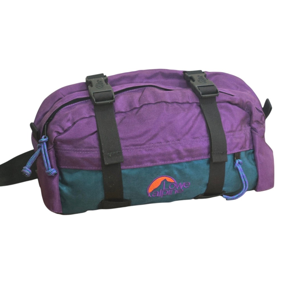 Vtg Lowe Alpine Mesa Runner Fanny Pack Purple Teal Colorblock Waist Bag Hiking
